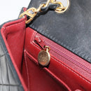 CHANEL Matelasse Chain Shoulder Bag Lamb Skin Black Gold CC Auth 187092SAM-21