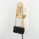 CHANEL Matelasse Chain Shoulder Bag Lamb Skin Black Gold CC Auth 187092SAM-26