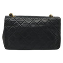 CHANEL Matelasse Chain Shoulder Bag Lamb Skin Black Gold CC Auth 187092SAM-3