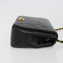 CHANEL Matelasse Chain Shoulder Bag Lamb Skin Black Gold CC Auth 187092SAM-4