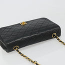 CHANEL Matelasse Chain Shoulder Bag Lamb Skin Black Gold CC Auth 187092SAM-6