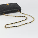 CHANEL Matelasse Chain Shoulder Bag Lamb Skin Black Gold CC Auth 187092SAM-7