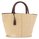 CHANEL Tote Bag Raffia Beige Gold CC Auth 187096-1