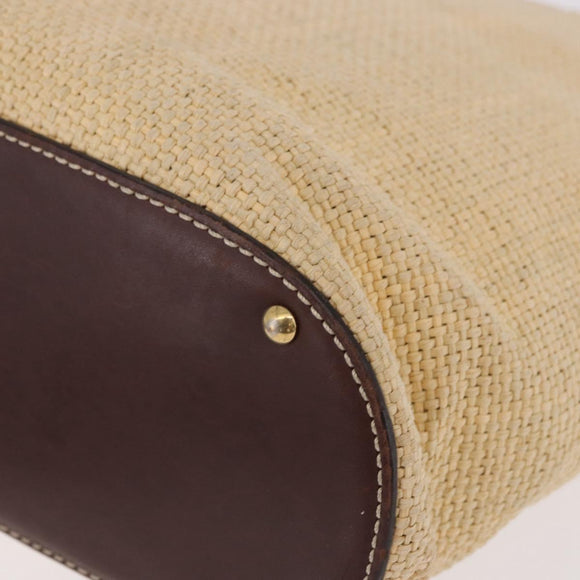 CHANEL Tote Bag Raffia Beige Gold CC Auth 187096