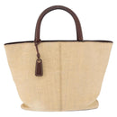 CHANEL Tote Bag Raffia Beige Gold CC Auth 187096-13