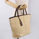 CHANEL Tote Bag Raffia Beige Gold CC Auth 187096-25