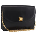 CELINE Chain Shoulder Bag Leather Black Gold Auth 187098A-1
