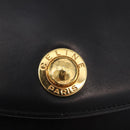 CELINE Chain Shoulder Bag Leather Black Gold Auth 187098A-14