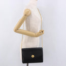 CELINE Chain Shoulder Bag Leather Black Gold Auth 187098A-23