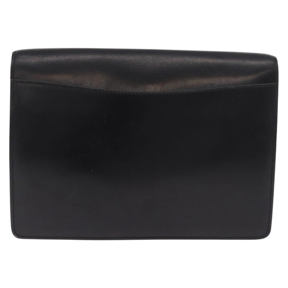CELINE Chain Shoulder Bag Leather Black Gold Auth 187098A