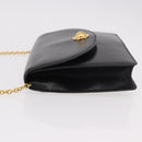 CELINE Chain Shoulder Bag Leather Black Gold Auth 187098A-5