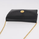 CELINE Chain Shoulder Bag Leather Black Gold Auth 187098A-6