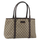 GUCCI GG Supreme Tote Bag PVC Beige Silver 114595 Auth 187099-1