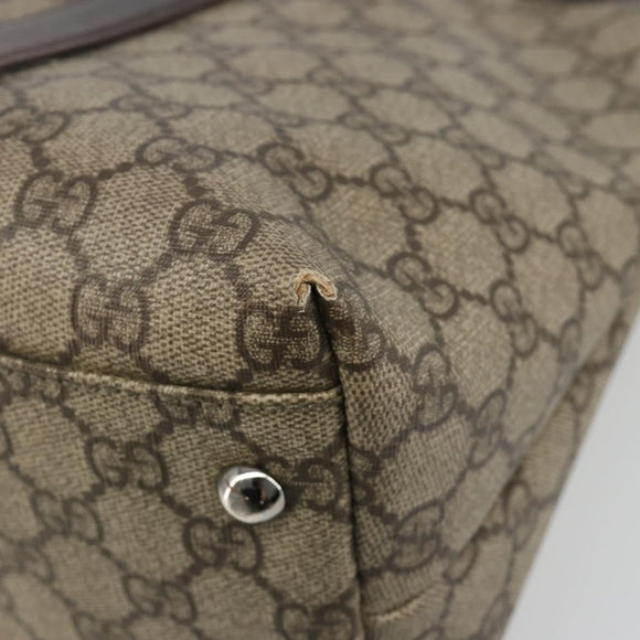 GUCCI GG Supreme Tote Bag PVC Beige Silver 114595 Auth 187099