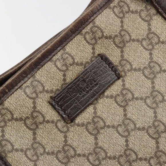 GUCCI GG Supreme Tote Bag PVC Beige Silver 114595 Auth 187099