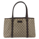 GUCCI GG Supreme Tote Bag PVC Beige Silver 114595 Auth 187099-13