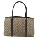 GUCCI GG Supreme Tote Bag PVC Beige Silver 114595 Auth 187099-2