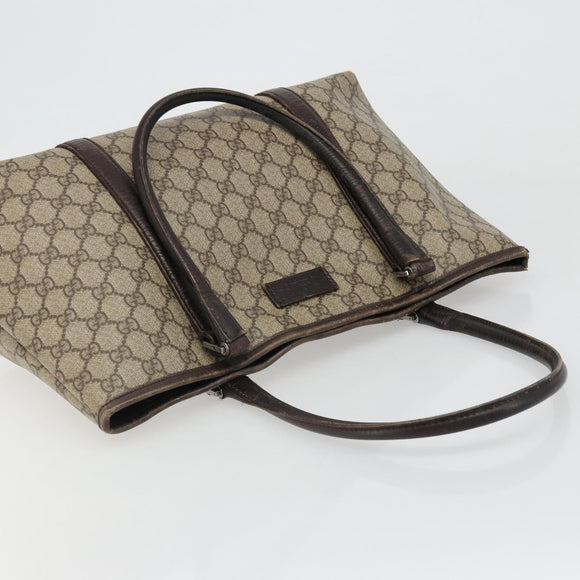 GUCCI GG Supreme Tote Bag PVC Beige Silver 114595 Auth 187099