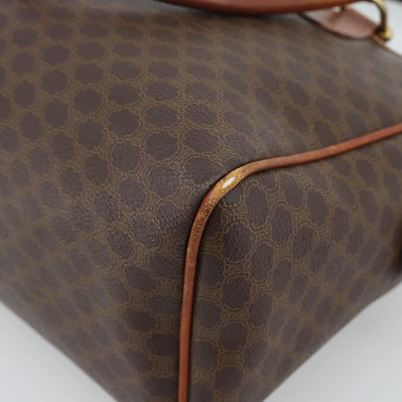 CELINE Macadam Canvas Hand Bag PVC Leather Brown Gold Auth 187100