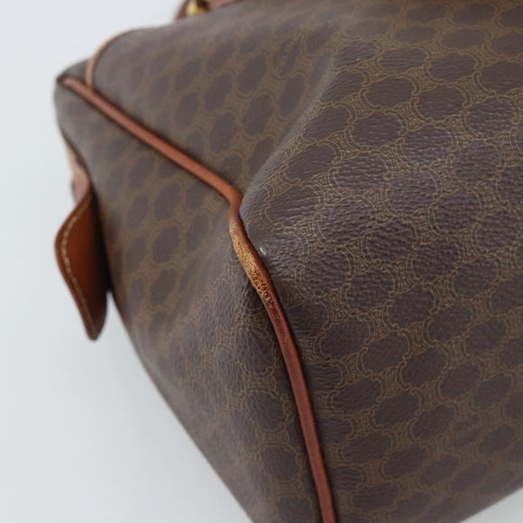 CELINE Macadam Canvas Hand Bag PVC Leather Brown Gold Auth 187100
