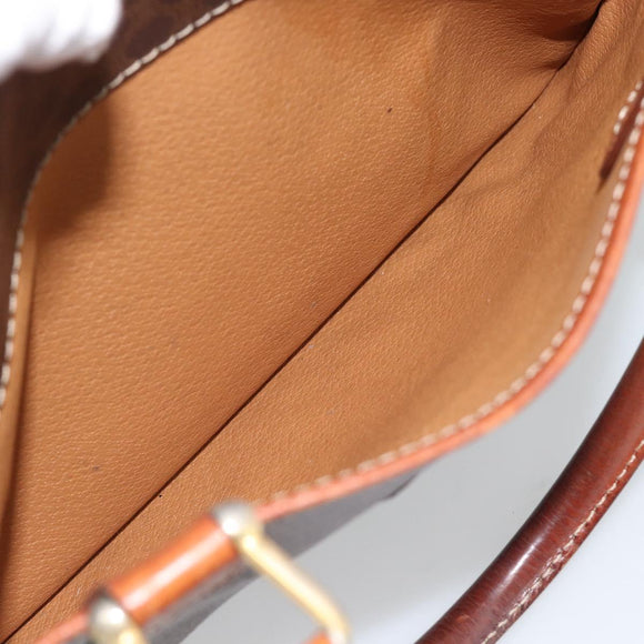 CELINE Macadam Canvas Hand Bag PVC Leather Brown Gold Auth 187100