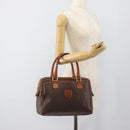 CELINE Macadam Canvas Hand Bag PVC Leather Brown Gold Auth 187100-24