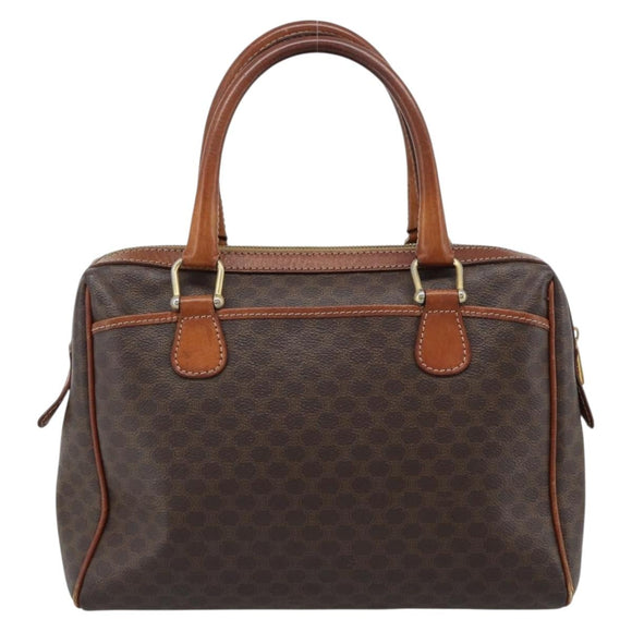 CELINE Macadam Canvas Hand Bag PVC Leather Brown Gold Auth 187100