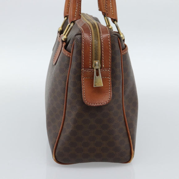 CELINE Macadam Canvas Hand Bag PVC Leather Brown Gold Auth 187100