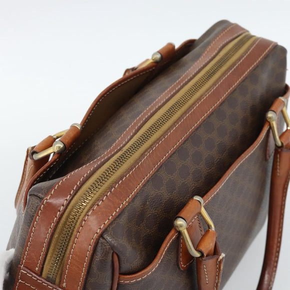 CELINE Macadam Canvas Hand Bag PVC Leather Brown Gold Auth 187100