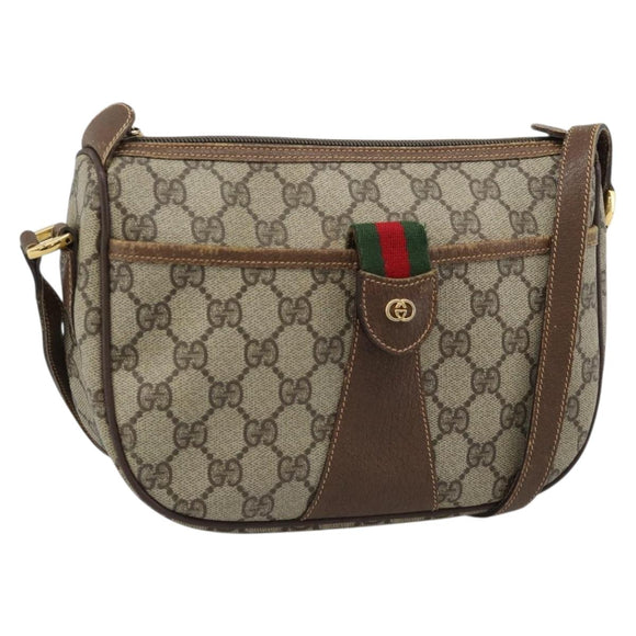 GUCCI GG Supreme Web Sherry Line Bag PVC Beige Gold 001 123 6177 Auth 187102