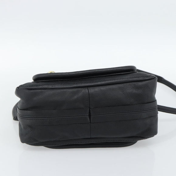 Chloe Paraty Hand Bag Leather 2way Black Gold Auth 187112A