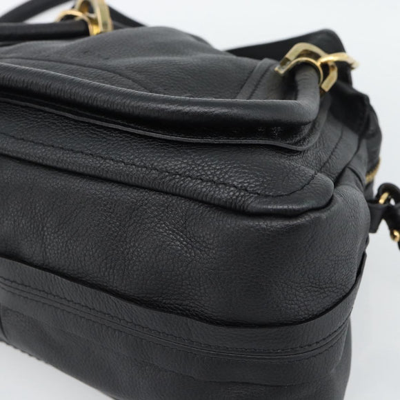 Chloe Paraty Hand Bag Leather 2way Black Gold Auth 187112A