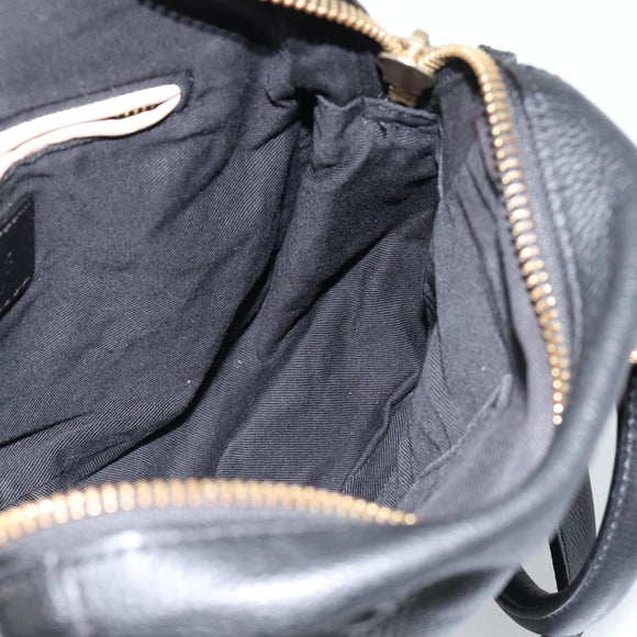 Chloe Paraty Hand Bag Leather 2way Black Gold Auth 187112A