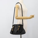 Chloe Paraty Hand Bag Leather 2way Black Gold Auth 187112A-24