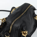 Chloe Paraty Hand Bag Leather 2way Black Gold Auth 187112A-6