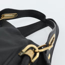 Chloe Paraty Hand Bag Leather 2way Black Gold Auth 187112A-8