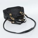 Chloe Paraty Hand Bag Leather 2way Black Gold Auth 187112A-9