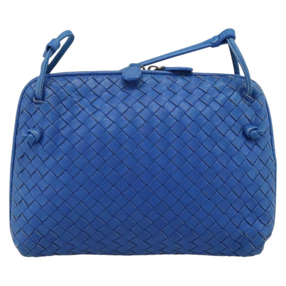 BOTTEGA VENETA INTRECCIATO Shoulder Bag Leather Blue Auth 187113
