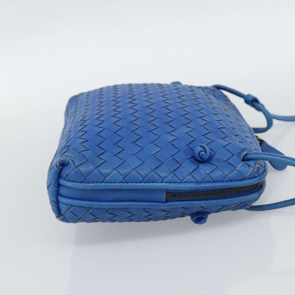 BOTTEGA VENETA INTRECCIATO Shoulder Bag Leather Blue Auth 187113