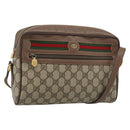 GUCCI GG Supreme Web Sherry Line Bag PVC Beige Gold 001 113 6472 Auth 187114-1