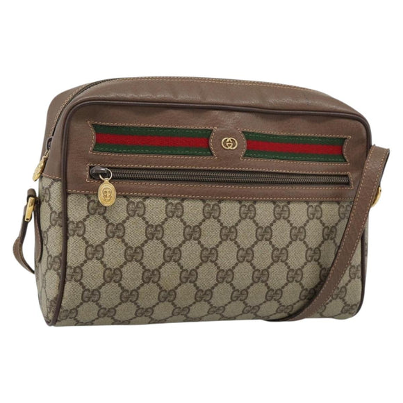 GUCCI GG Supreme Web Sherry Line Bag PVC Beige Gold 001 113 6472 Auth 187114