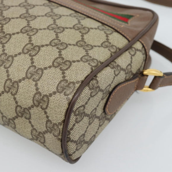 GUCCI GG Supreme Web Sherry Line Bag PVC Beige Gold 001 113 6472 Auth 187114