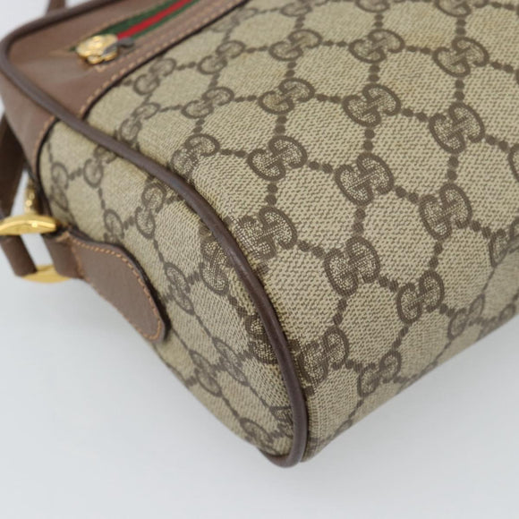 GUCCI GG Supreme Web Sherry Line Bag PVC Beige Gold 001 113 6472 Auth 187114