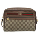 GUCCI GG Supreme Web Sherry Line Bag PVC Beige Gold 001 113 6472 Auth 187114-2