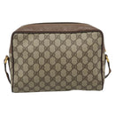 GUCCI GG Supreme Web Sherry Line Bag PVC Beige Gold 001 113 6472 Auth 187114-3