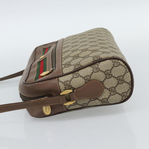 GUCCI GG Supreme Web Sherry Line Bag PVC Beige Gold 001 113 6472 Auth 187114