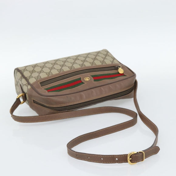 GUCCI GG Supreme Web Sherry Line Bag PVC Beige Gold 001 113 6472 Auth 187114