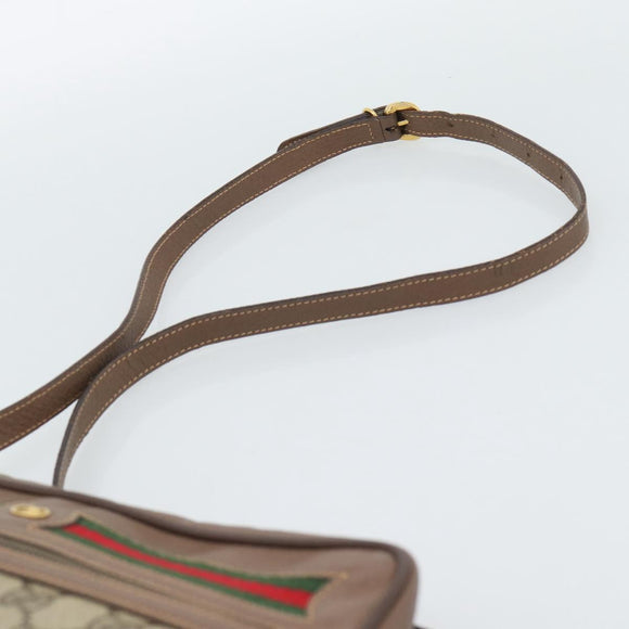 GUCCI GG Supreme Web Sherry Line Bag PVC Beige Gold 001 113 6472 Auth 187114
