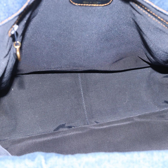 CHANEL Hand Bag Denim Blue Gold CC Auth 187118