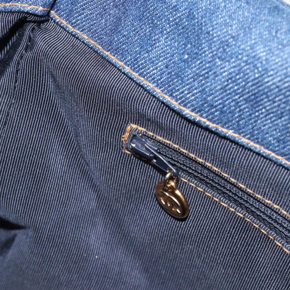 CHANEL Handtas Denim Blauw Goud CC Auth 187118